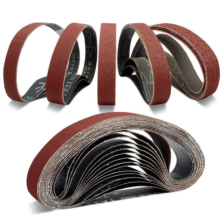 SenmaiTools Schleifbänder 30 X 533 mm, (Korn 40 80 120 150 240) Professionelle Schleifbänder, Schlei