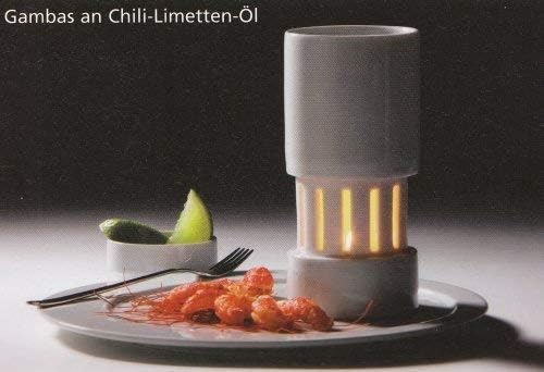 Fondue-Set 2 teilig für Teelicht in weissem Porzellan 1 Set