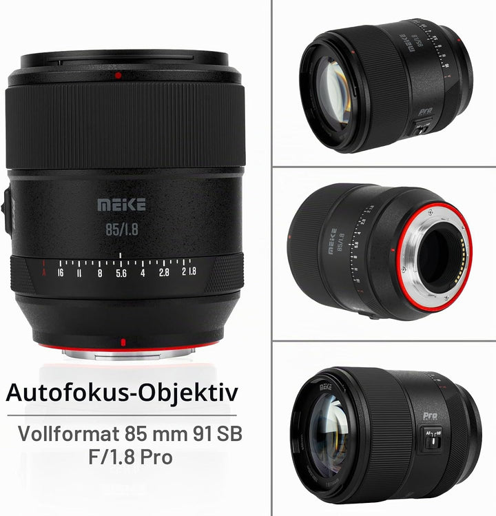Meike 85 mm f1.8 Pro II Vollformat STM Autofokus Mittleres Teleobjektiv Hochauflösende 8K-Festporträ