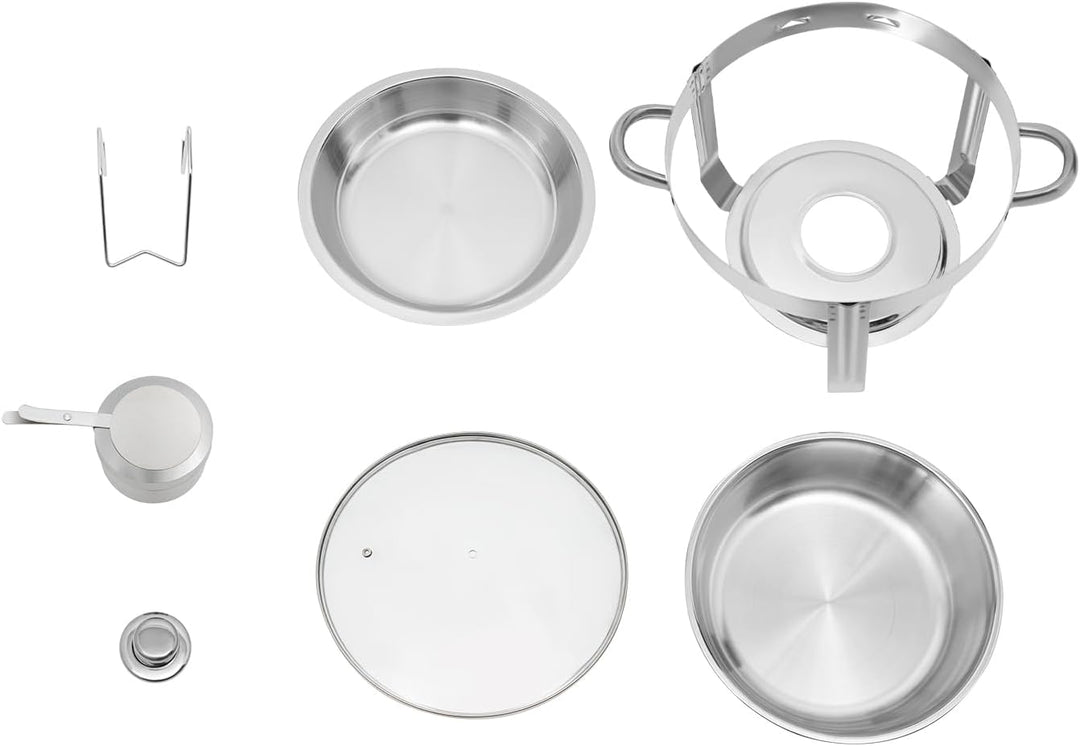 Chafing Dish 5L Runder Edelstahl Warmhaltebehälter ø302x(H) 225mm Speisenwärmer mit Glasdeckel für C