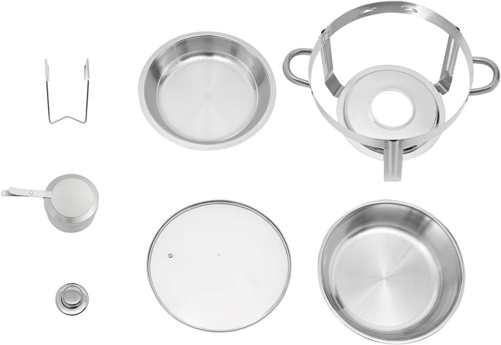 Chafing Dish 5L Runder Edelstahl Warmhaltebehälter ø302x(H) 225mm Speisenwärmer mit Glasdeckel für C