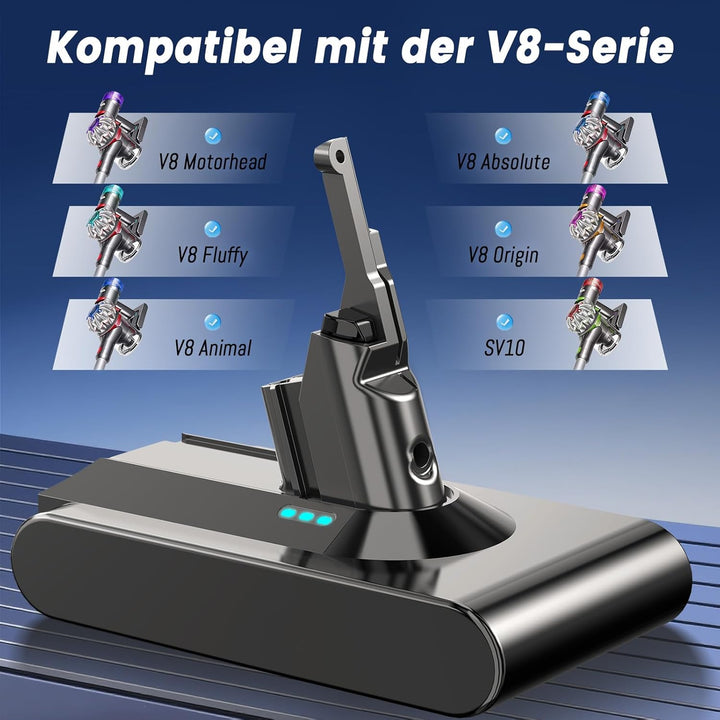 V8 Akku für Dyson V8, Akku Kompatibel mit V8 Animal Absolute Motorhead Fluffy SV10 Staubsauger, V8