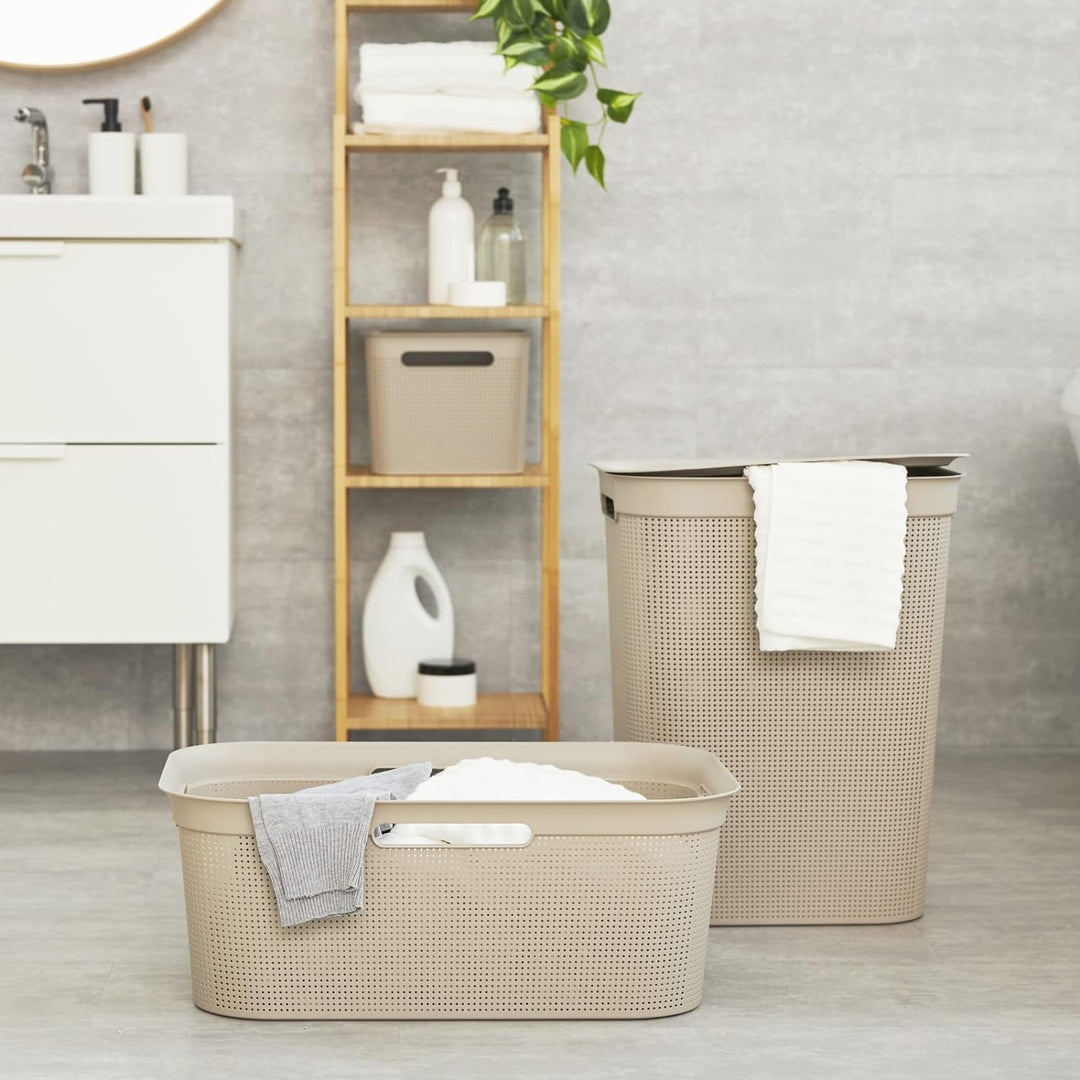 Rotho Brisen Wäscheset 2tlg. 50l, 41l, Kunststoff (PP) BPA-frei, cappuccino, 50l, 41l Beige, Beige