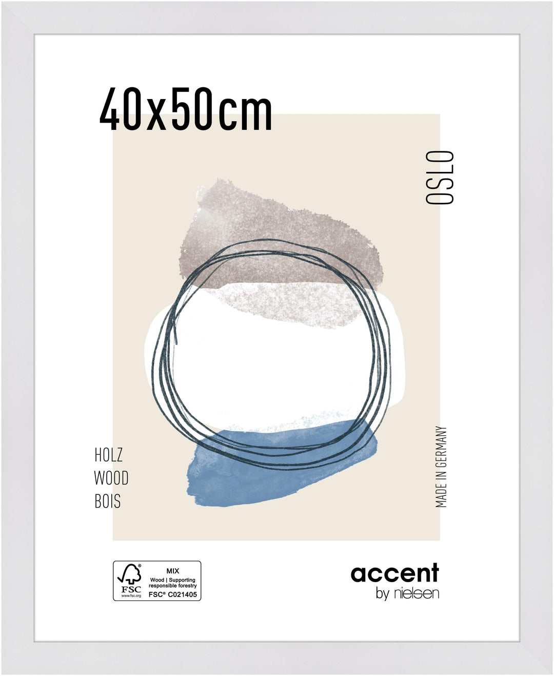 accent by nielsen Holz Bilderrahmen Oslo, 40x50 cm, Weiss 40 x 50 cm Weiss, 40 x 50 cm Weiss