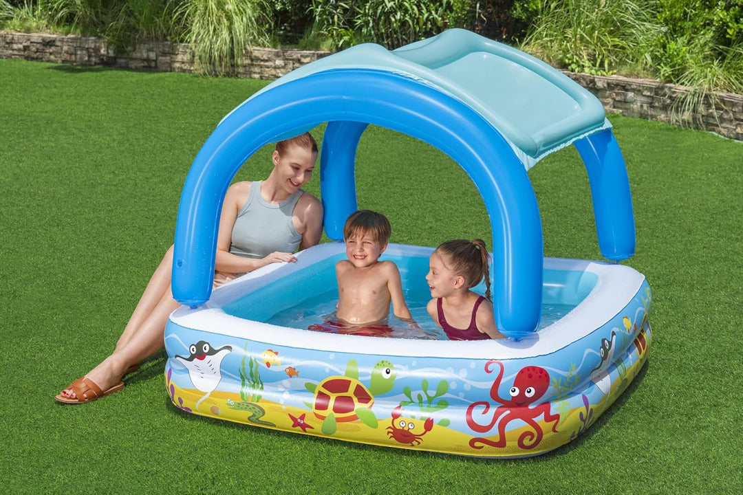 Bestway Planschbecken „Pavillon“ 140 x 140 x 114 cm, Quadratisch, Mehrfarbig, ab 2 Jahren