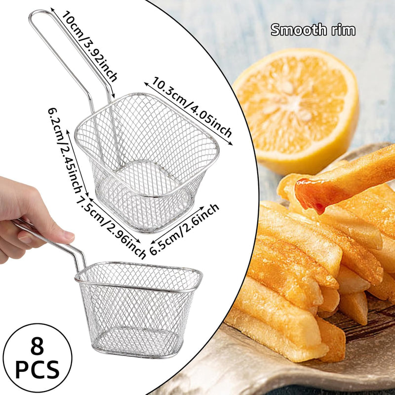 APACALI 8 Stück Pommes Körbchen zum Servieren, Frittierkorb Klein Servierkörbchen Edelstahl, Mini Fr