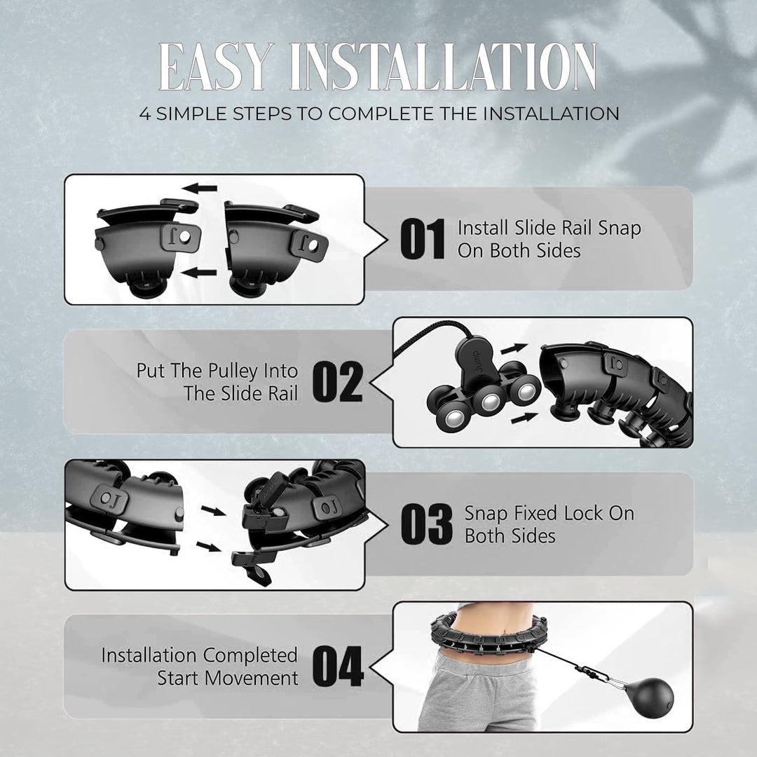 Smart Hula-Hoop, gewichteter Hula-Hoop, verstellbar, für Fitnessübungen, gewichtet, 27 abnehmbare Kn