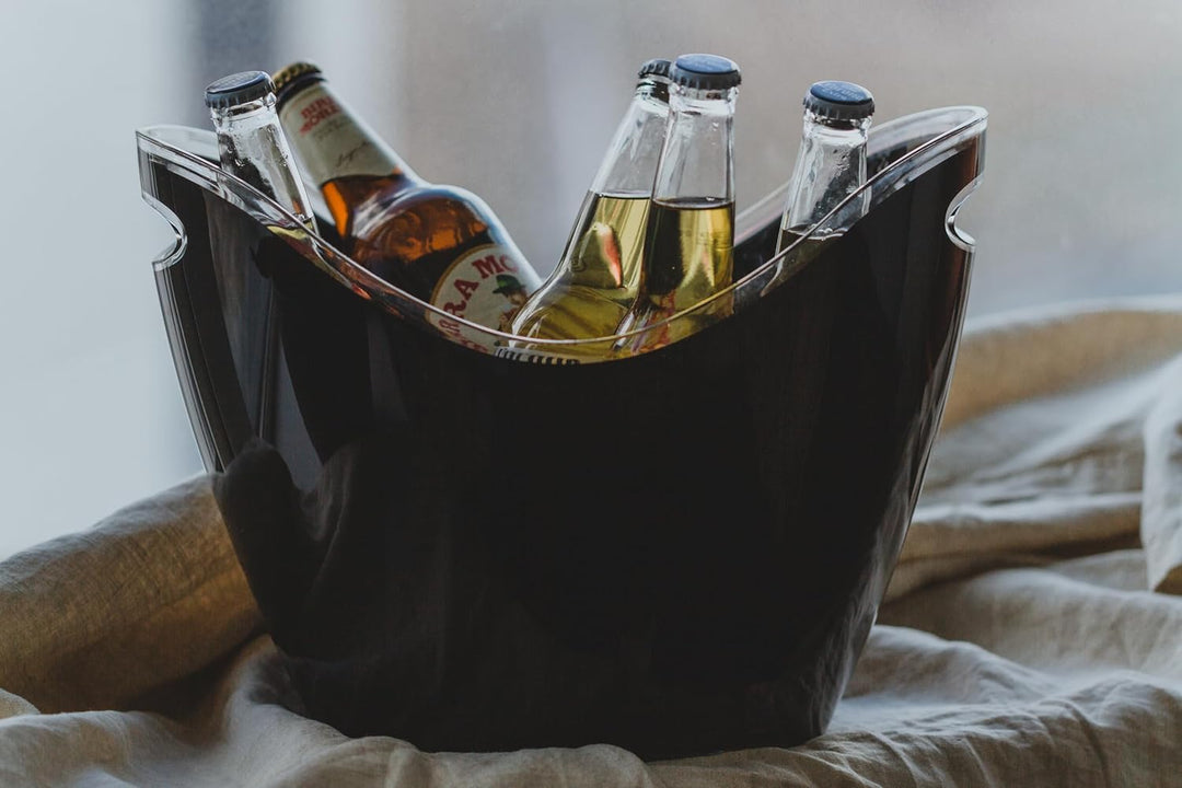 BarCraft Getränkekühler Bierkübel für Partys, Grillabende und Mehr, Acryl, Schwarz, 22 Liter