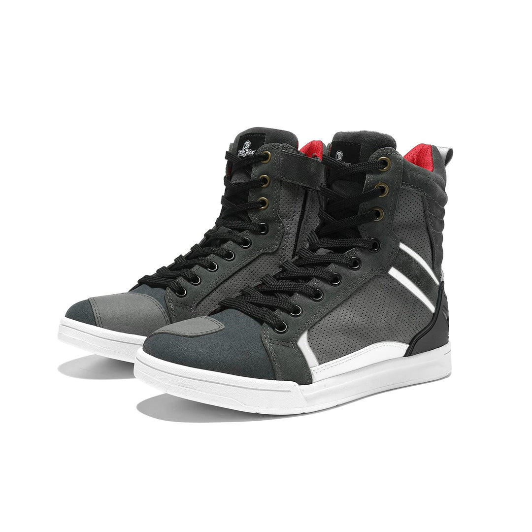 Motorradschuhe Herren Motorradstiefel Männer lässige atmungsaktive Leder Motorrad Sneaker reissversc