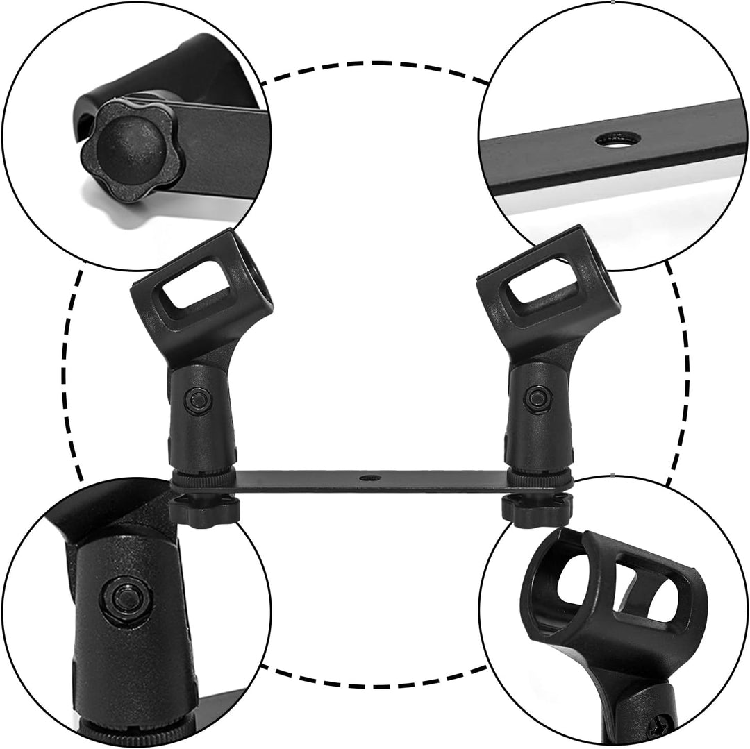 Mikrofonhalterung für 1 bis 2 Mikrofonhalter mit Standardhalterung, geeignet für die meisten Mikrofo