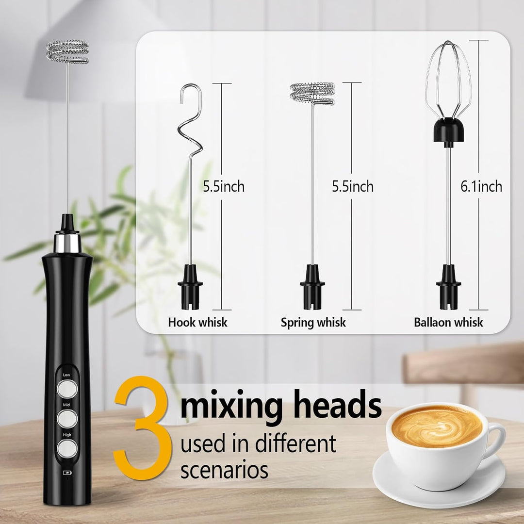 FITNATE Milchaufschäumer Handgerät, Wiederaufladbarer elektrischer Milchaufschäumer Getränkemixer 3