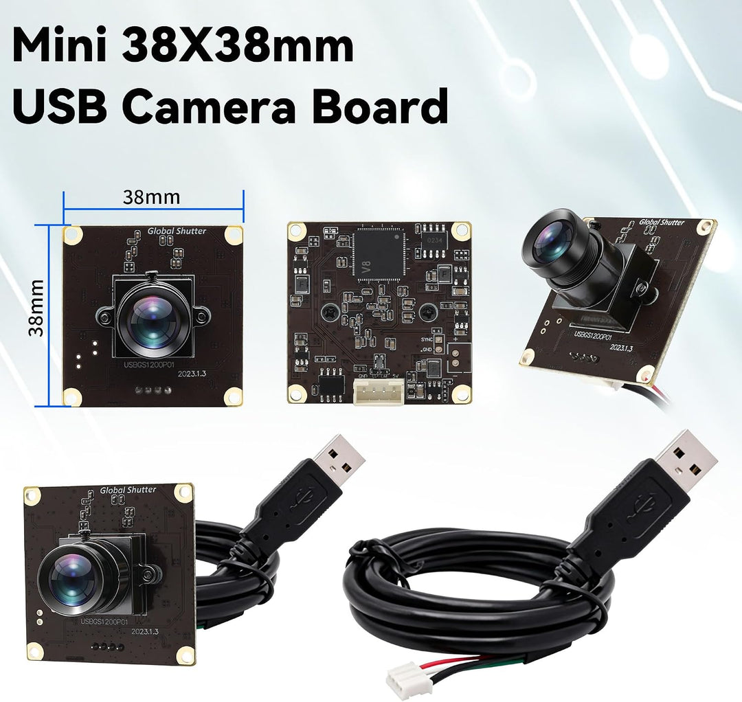 ELP 90fps Global Shutter USB-Kameramodul, 1200P Hochgeschwindigkeitskamera, Weitwinkelobjektiv ohne