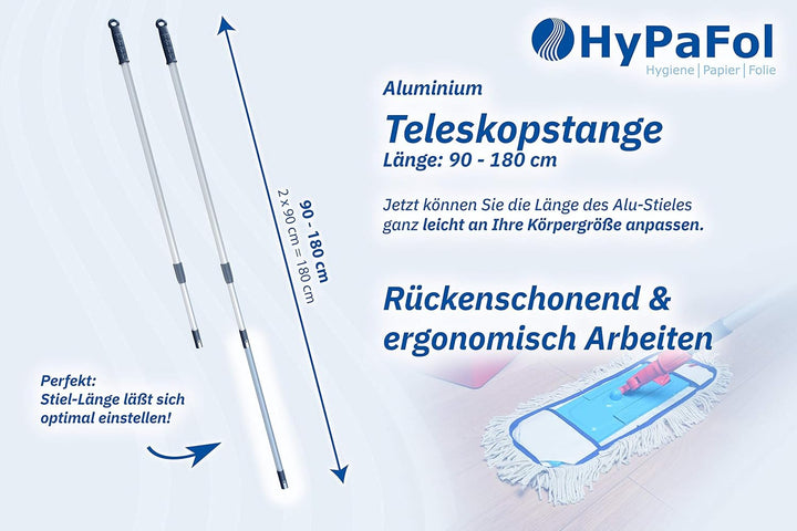 HyPaFol Baumwoll-Wischmopp mit Magnethalterung I 40cm Bodenwischer mit praktischer Verriegelung durc
