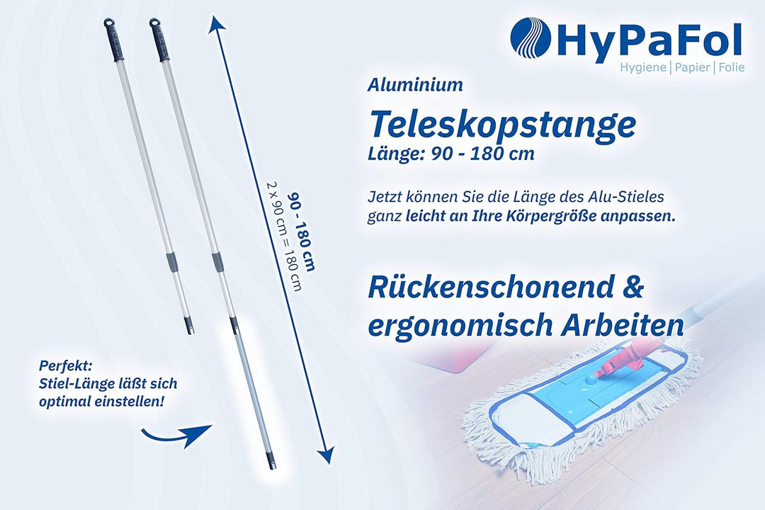 HyPaFol Baumwoll-Wischmopp mit Magnethalterung I 50cm Bodenwischer mit praktischer Verriegelung durc