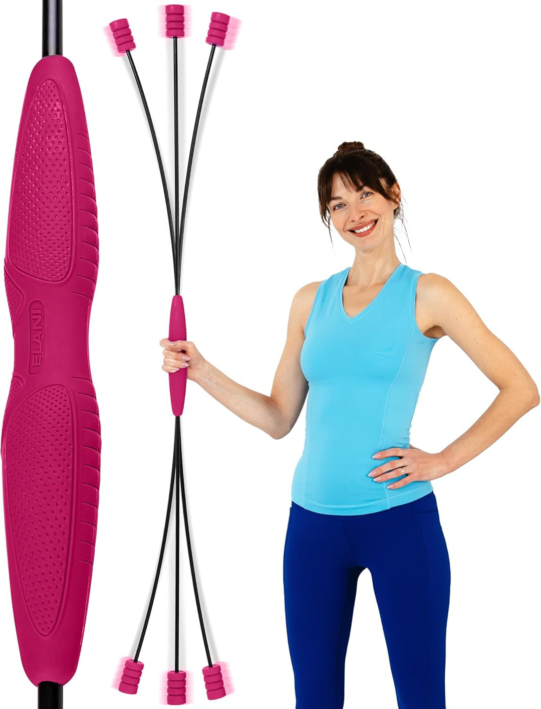 ELANI klimaneutraler Schwingstab - pink - Verstellbarer Widerstand & angenehmer Griff - hochbelastba