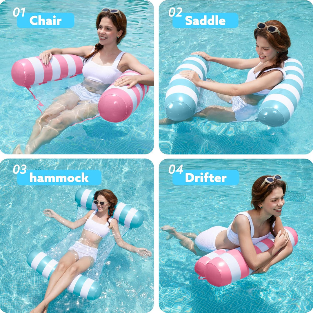 Sloosh 2 Packungen Hängematte Pool Floats Erwachsene, 4 in 1 Mehrzweck Aufblasbare Pool Floats PVC W