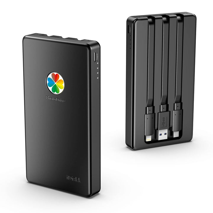 iDiskk 1 TB MFi-zertifizierte 3in1 Lightning-Festplatte für iPhone,integrierte 3 Kabel, USB-C-Festpl