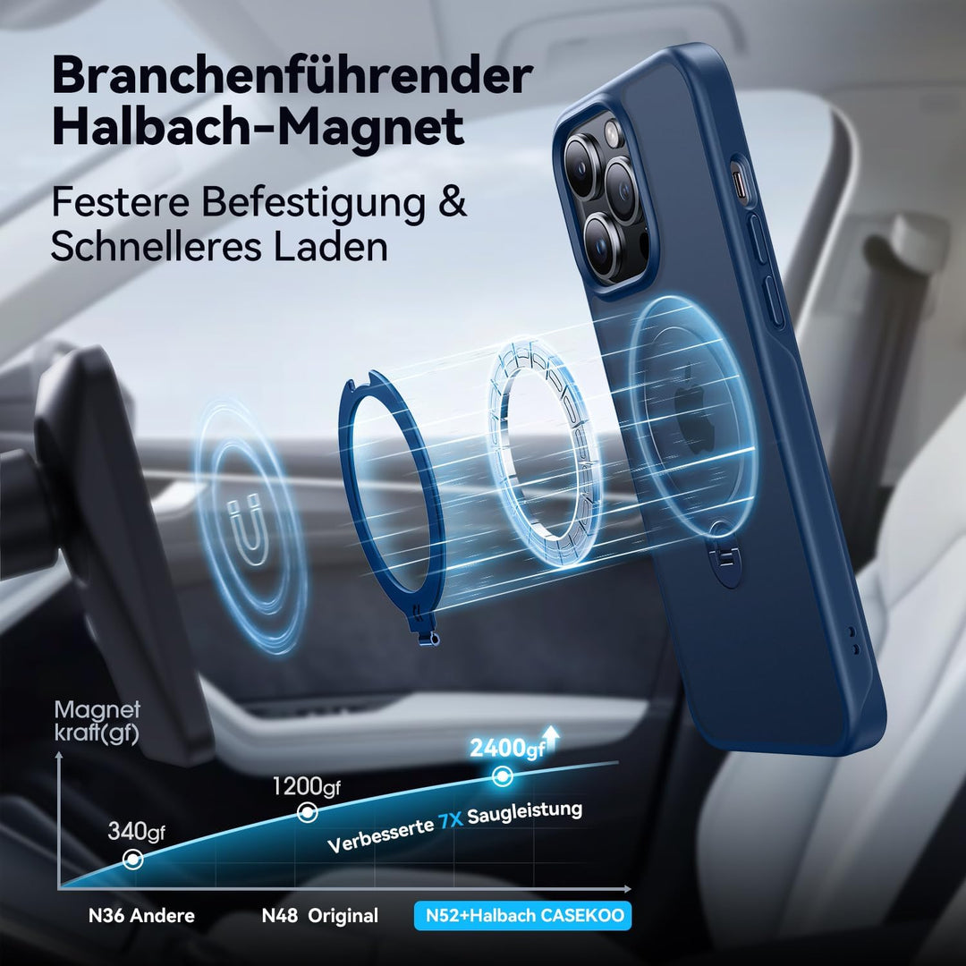 CASEKOO 360° MagicStand (Pro-Version) für iPhone 13 Pro Hülle für MagSafe [Unsichtbarer Ständer] [Mi
