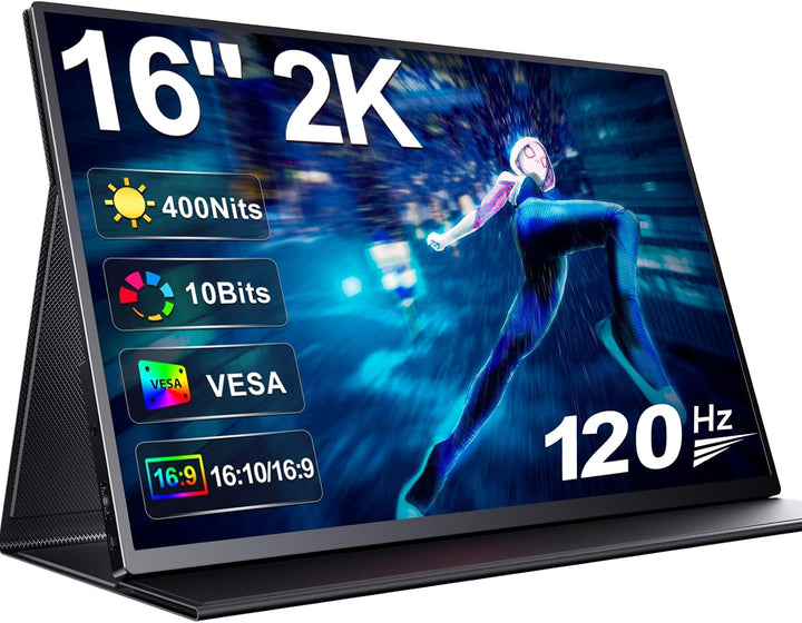 UPERFECT Portable Monitor 2K 120Hz 15.6 Zoll Tragbarer Monitor USB C Display mit 2560 * 1440 100% sR