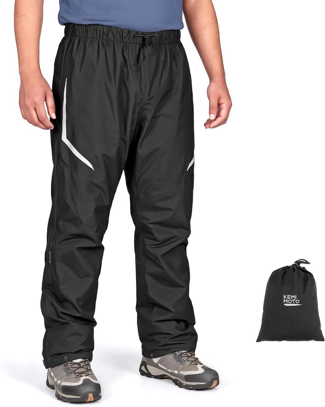 KEMIMOTO wasserdichte Regenhose für Herren, Leichte Winddichte Wanderhose mit Transportbeutel, Fahrr