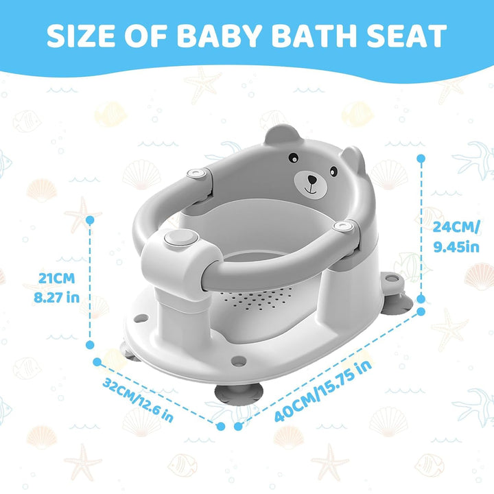 Baby Badewannensitz mit Bären-Design, rutschfest durch 4 Saugnäpfe, gepolsterter Sitz, BPA-frei & sc