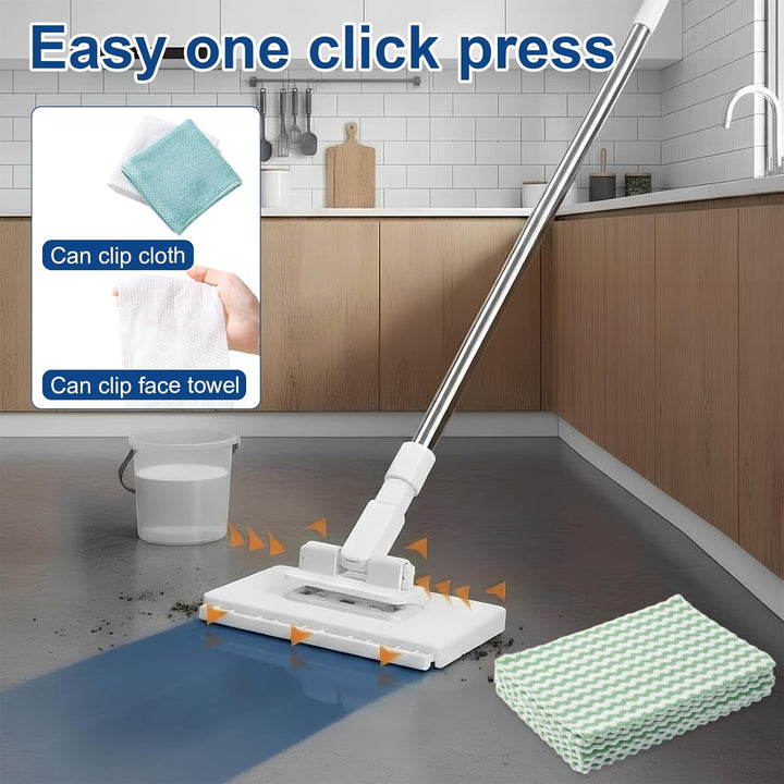 Bodenwischer, Wischer mit Druck-Klemm-System, EIN Knopf zum Wechseln, Automatisches Klemmtuch,wischm