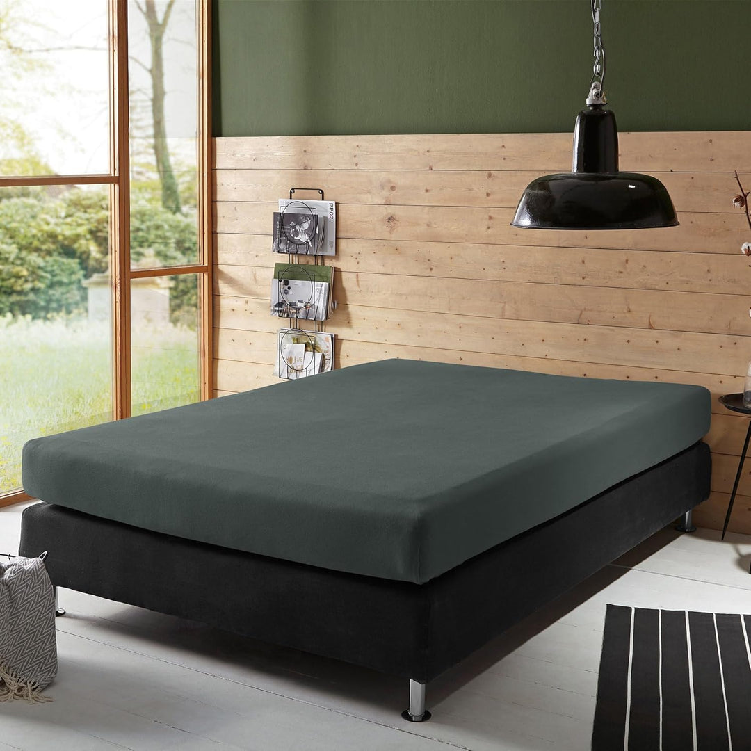 Erwin Müller Boxspringbett-Spannbettlaken Freising Elasthan-Jersey-Stretch anthrazit Grösse 140x200-