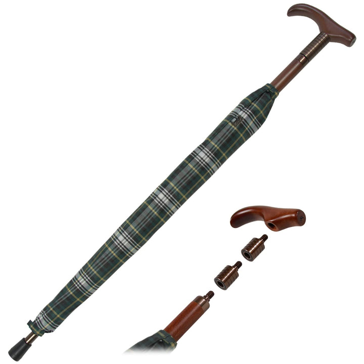 iX-brella Stützschirm höhenverstellbar mit Holzgriff - Karo grün, Karo Grün