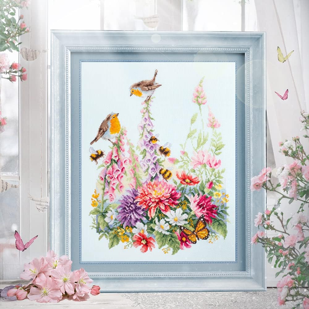 Magic needle Zweigart Edition Kreuzstich Set Rotkehlchen singen Zählmuster, 31x40cm