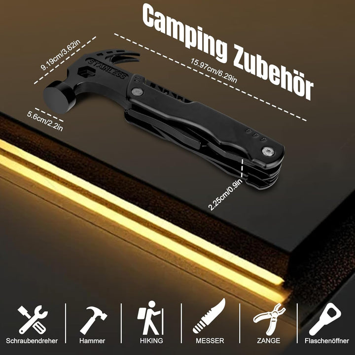 Multitool Werkzeug Geschenk für Männer, 16-in-1 Faltbares Multifunktionswerkzeug Survival Kit mit Ha