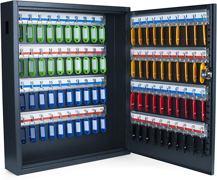 Pavo 8047208 Deluxe Schlüssel-Kasten/Schrank/Tresor, 80 Haken mit seitlichem Schlüsseleinwurf, dunke