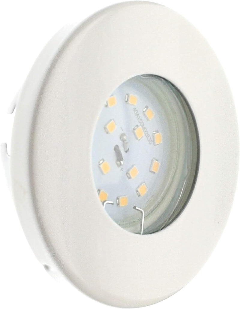 Trango 6er Set 6729IP-066BAK IP44 LED Einbaustrahler in Weiss matt inkl. 6x 3 Watt GU10 LED Leuchtmi