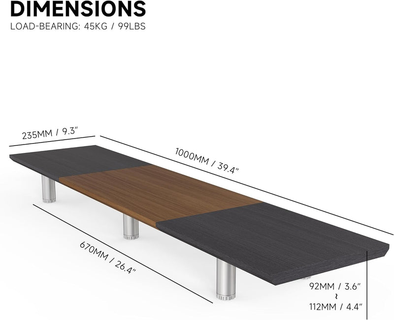 Fenge Grosser Monitorständer 100cm Dual Monitor Stands Riser mit Höhenverstellbarem Bein,Multifunkti