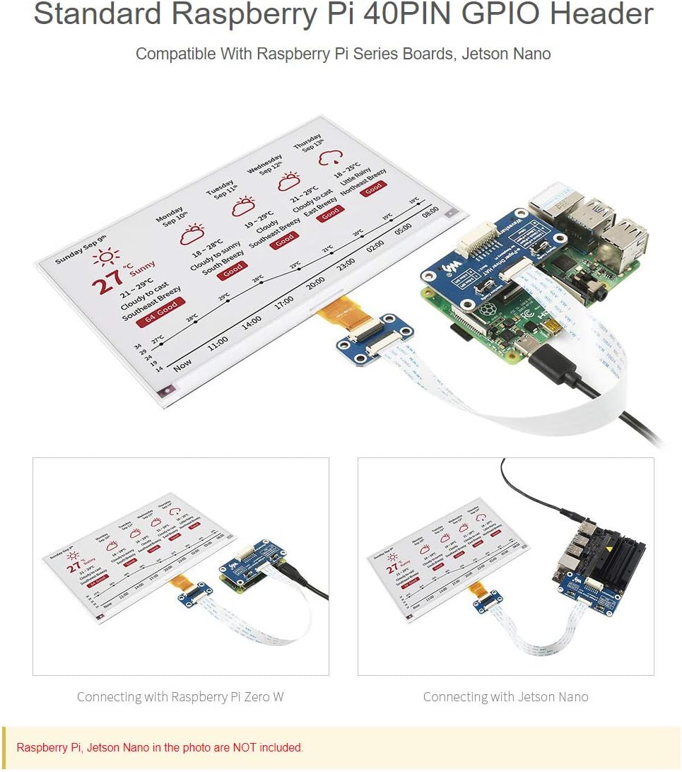 Waveshare 7.5inch E-Paper Display HAT (B) Module 800x480 Resolution 3.3v E-Ink Electronic Screen SPI