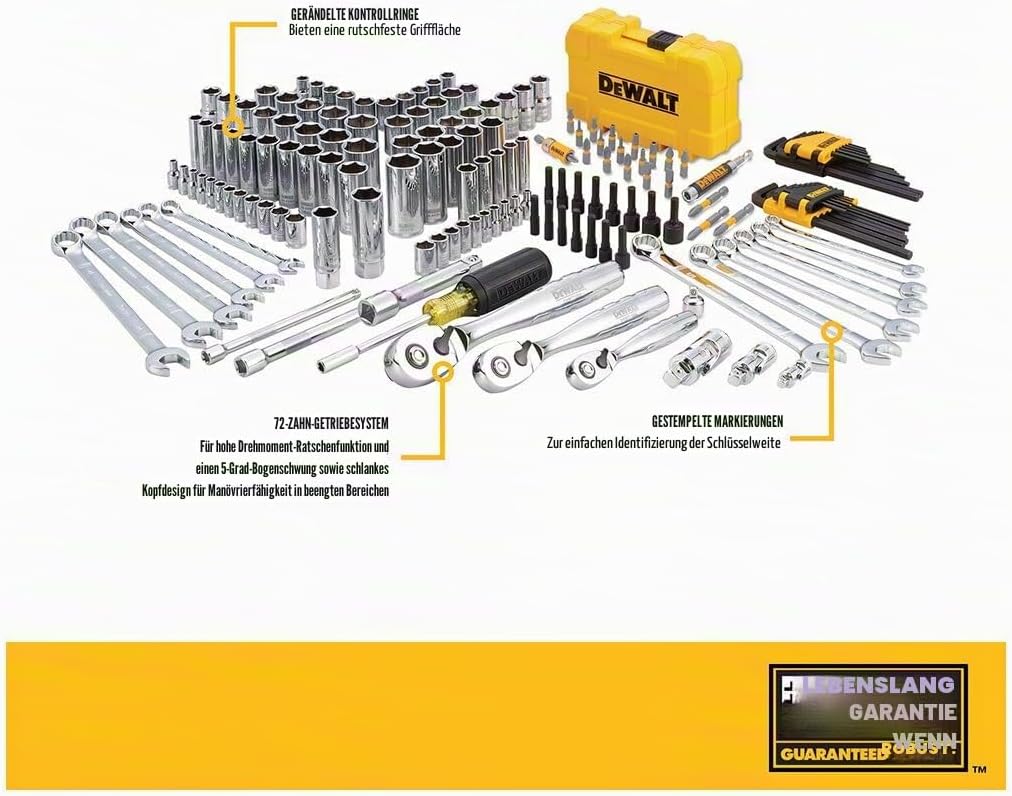 DeWalt Mechaniker-Werkzeugsatz und Steckschlüssel-Set, 168-teilig (DWMT73803) 168 PC Werkzeugset und