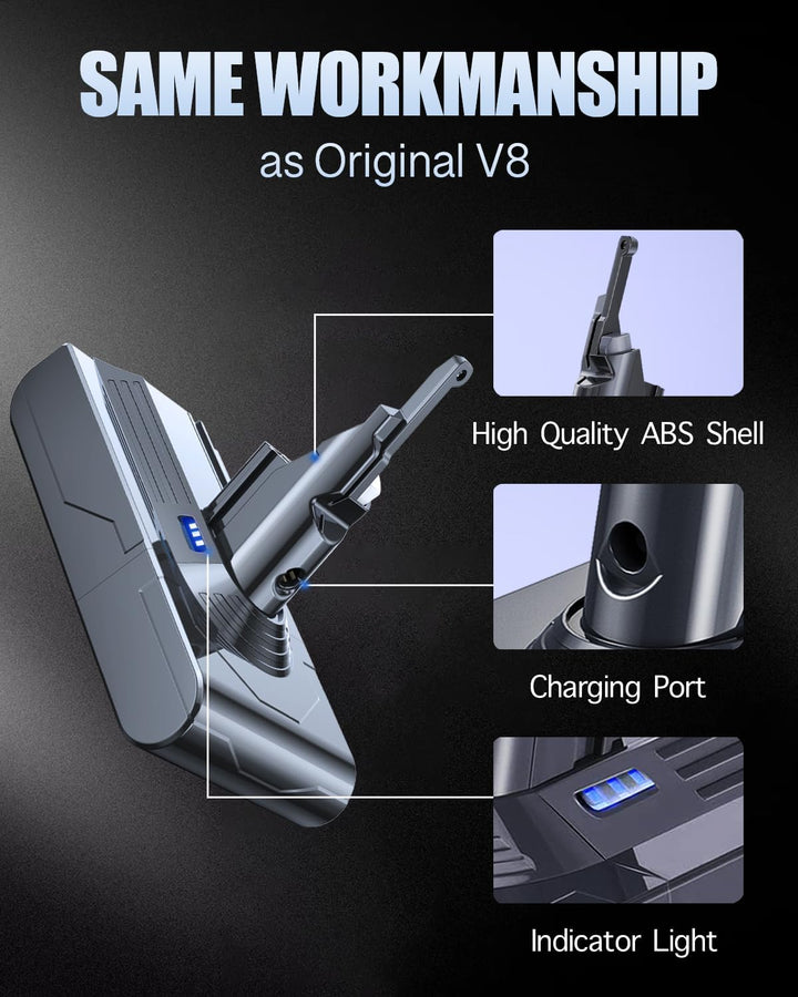 6000mAh Akku kompatibel mit Dyson V8 Absolute, V8 Animal, V8 Animal Exclusive, V8 Fluffy, SV10 V8 -