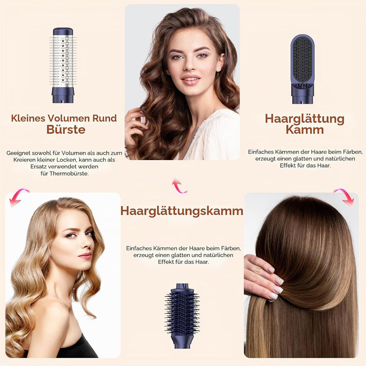 Air Styler 7 in 1 Hairstyler Föhn Ionen Foldable 110,000RPM mit Warmluftbürste, Stylingbürsten, Lock