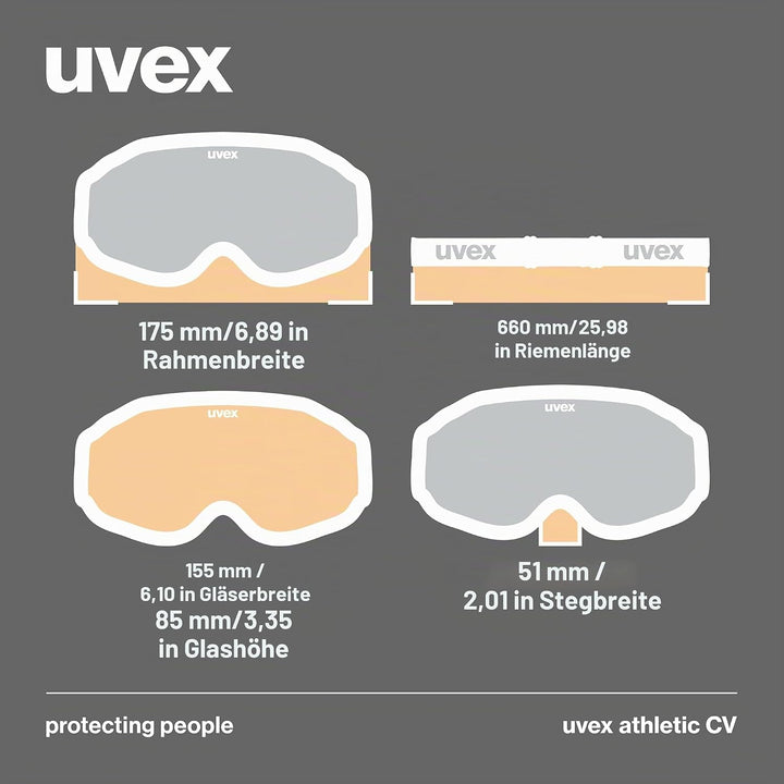 Uvex Unisex Athletic Cv Skibrille (1er Pack) Einheitsgrösse black mat/blue-green, Einheitsgrösse bla