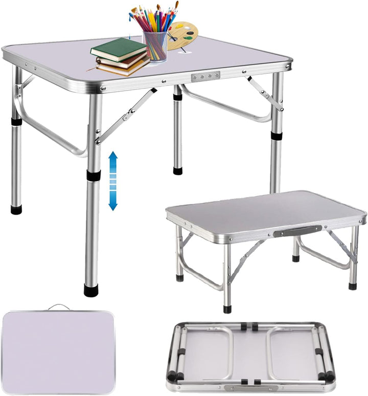 7Sevenjokers 60 cm Klapptisch zum Essen, mit verstellbaren Höhen, Kinder-Tablett, Tisch, Aluminium,