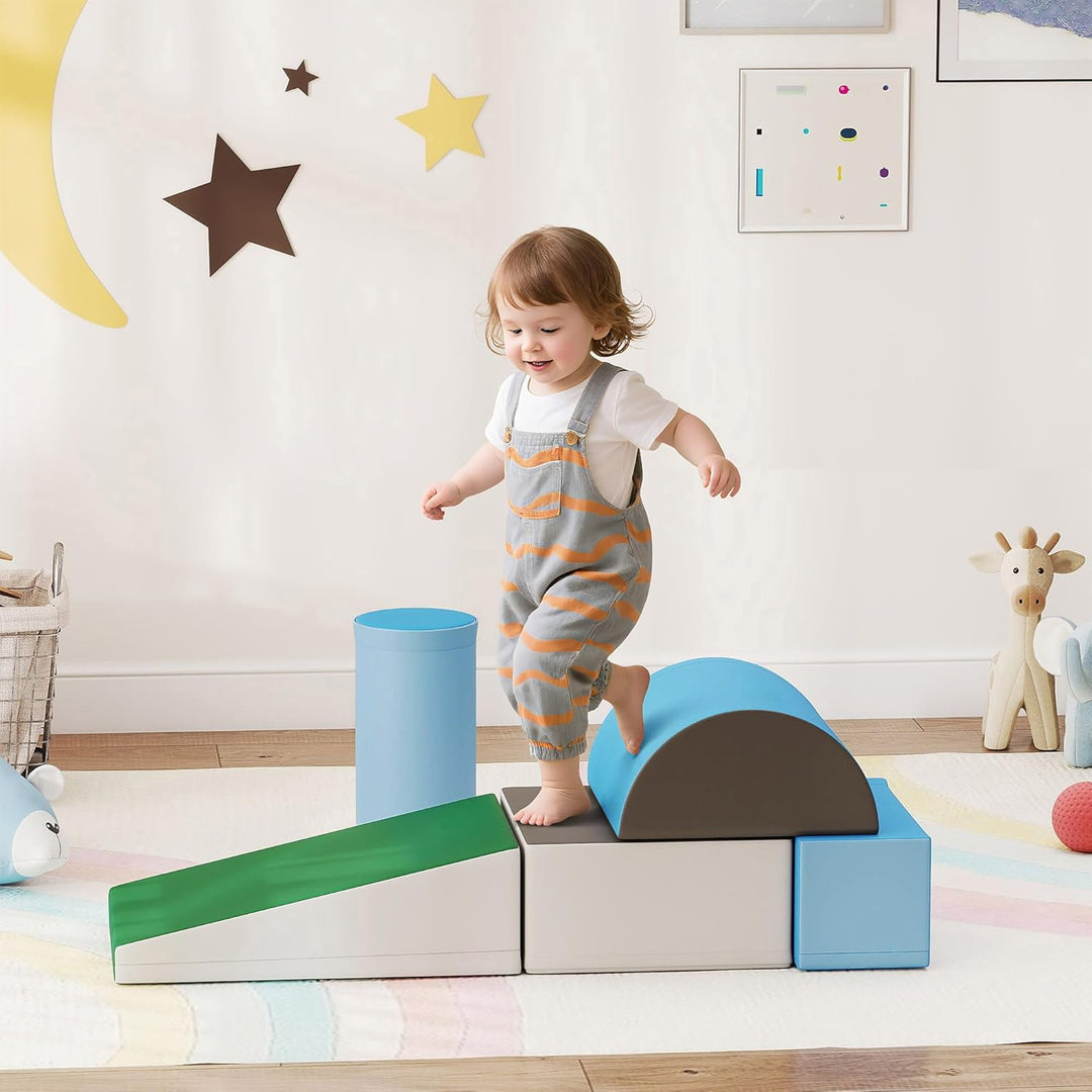 HOMCOM 5 TLG. Schaumstoff Bausteine Kinder Softbausteine Klettern Bauklötze Weiche Schaumstoffbauste
