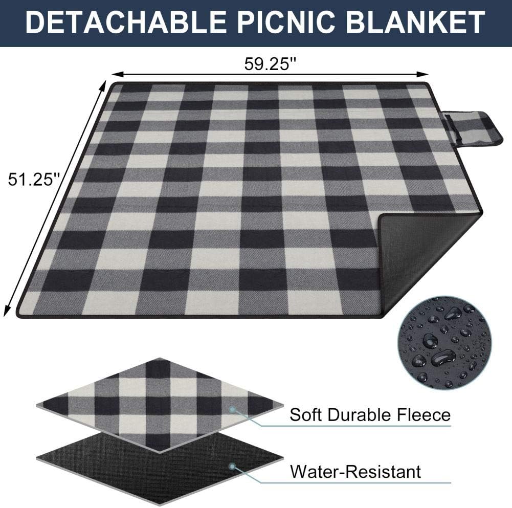 HappyPicnic Isolierter Picknickrucksack für 4 Personen mit komplettem Geschirr, geräumigem Kühlfach,