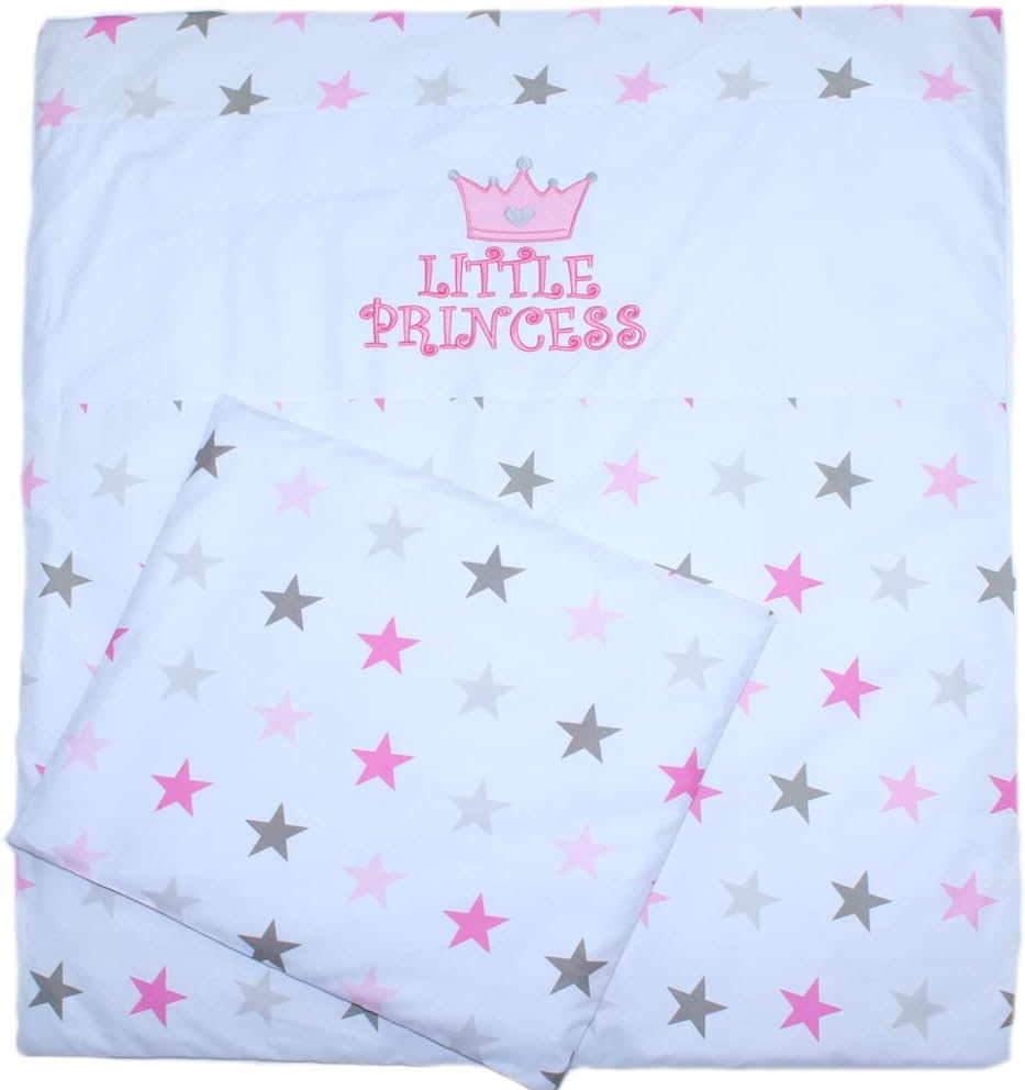 Baby Bettwäsche Set - Princess - 70x78 für Baby Wiege Kinderwagen Beistellbett 2-4 teilig (Star Rosa