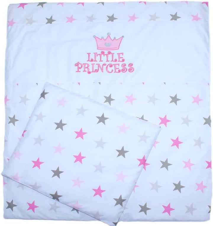 Baby Bettwäsche Set - Princess - 70x78 für Baby Wiege Kinderwagen Beistellbett 2-4 teilig (Star Rosa