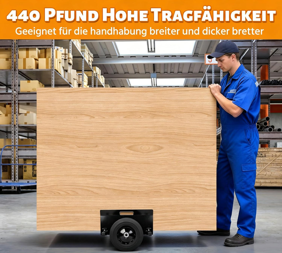 bimiti Schwerlast Plattenwagen bis 200kg mit 2 Vollgummirädern | Klemmbreite 0–23cm / 0–9,05in, geei