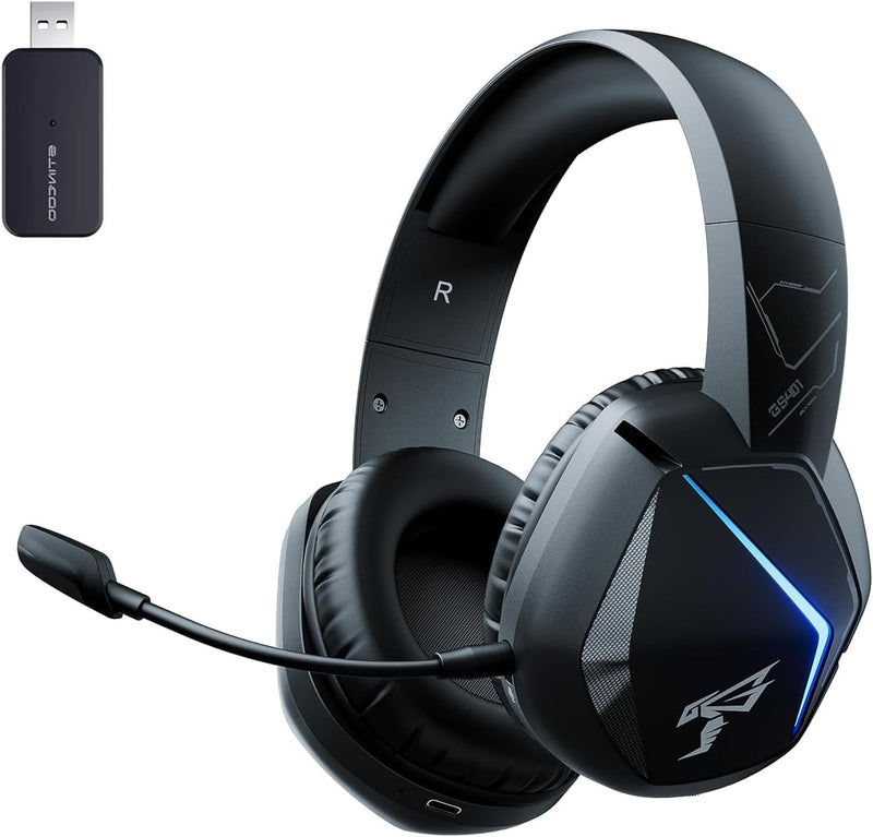 Somic 2.4G Wireless-Gaming-Headset für PS4, PS5, PC mit abnehmbarem Mikrofon und RGB-Regenbogen-LED,