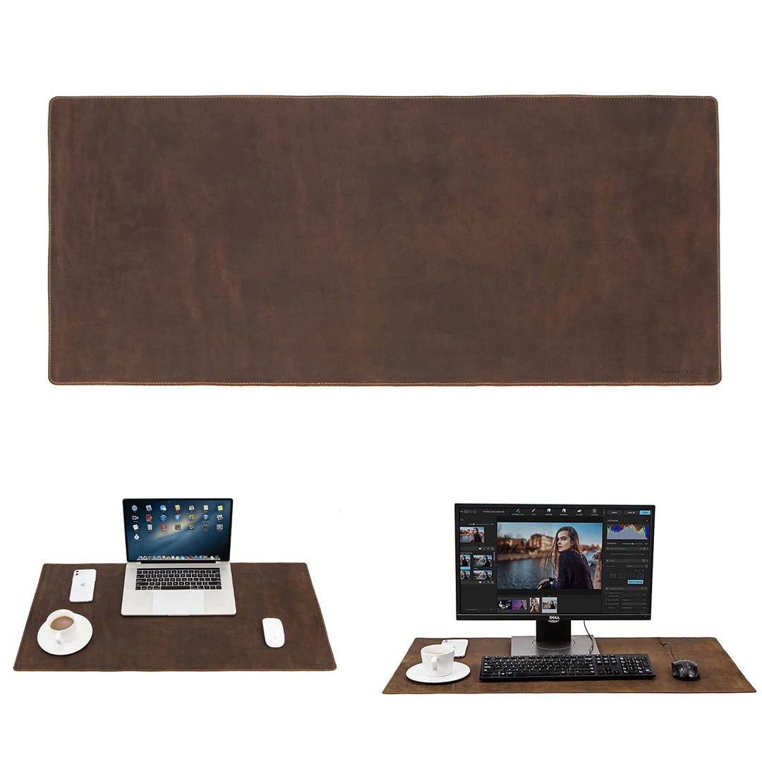 Hiram Schreibtischunterlage aus echtem Leder, gross, wasserdicht, 80 x 40 cm, Tischabdeckung für PC