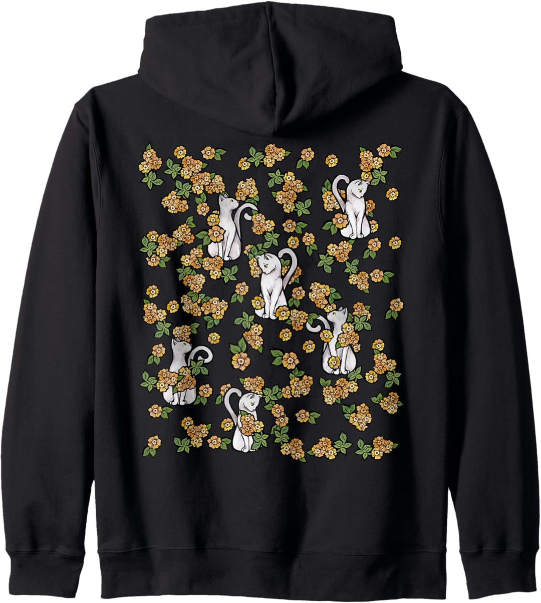 Floral White Cat Blumen Kitty Katze Menschen Geschenke Kapuzenjacke