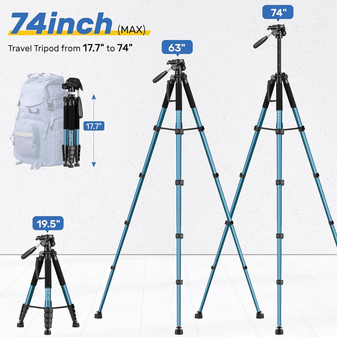 Victiv 188cm Kamera Stativ, Leichtes & Kompaktes Reisestativ für DSLR Canon Nikon Sony, Aluminium Fo
