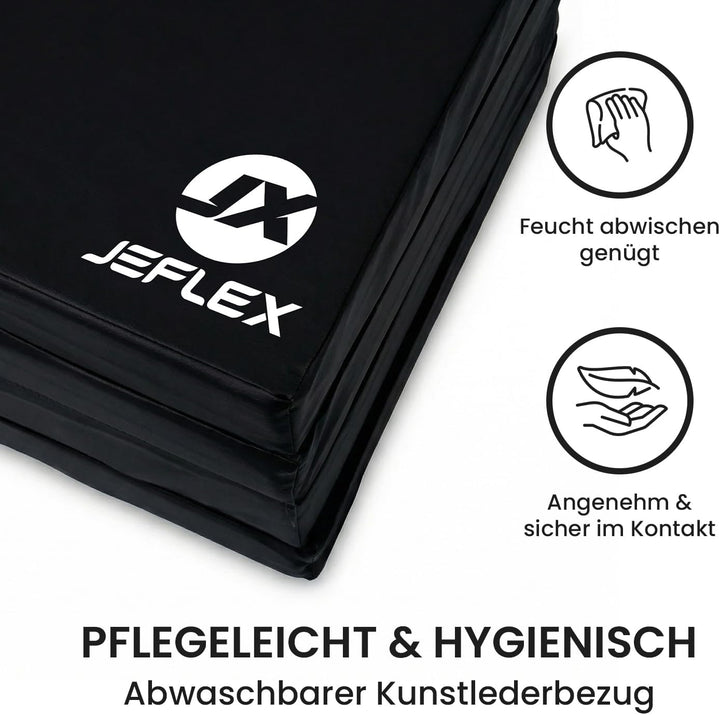 Jeflex - klappbare Weichbodenmatte & Turnmatte 200 x 100 x 8 cm MADE IN GERMANY/Gymnastikmatte tragb