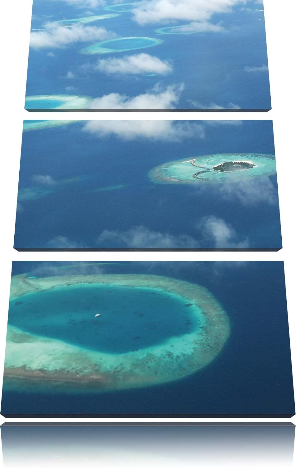 Pixxprint Trauminsel im Meer 3-Teiler Leinwandbild 120x80 Bild auf Leinwand